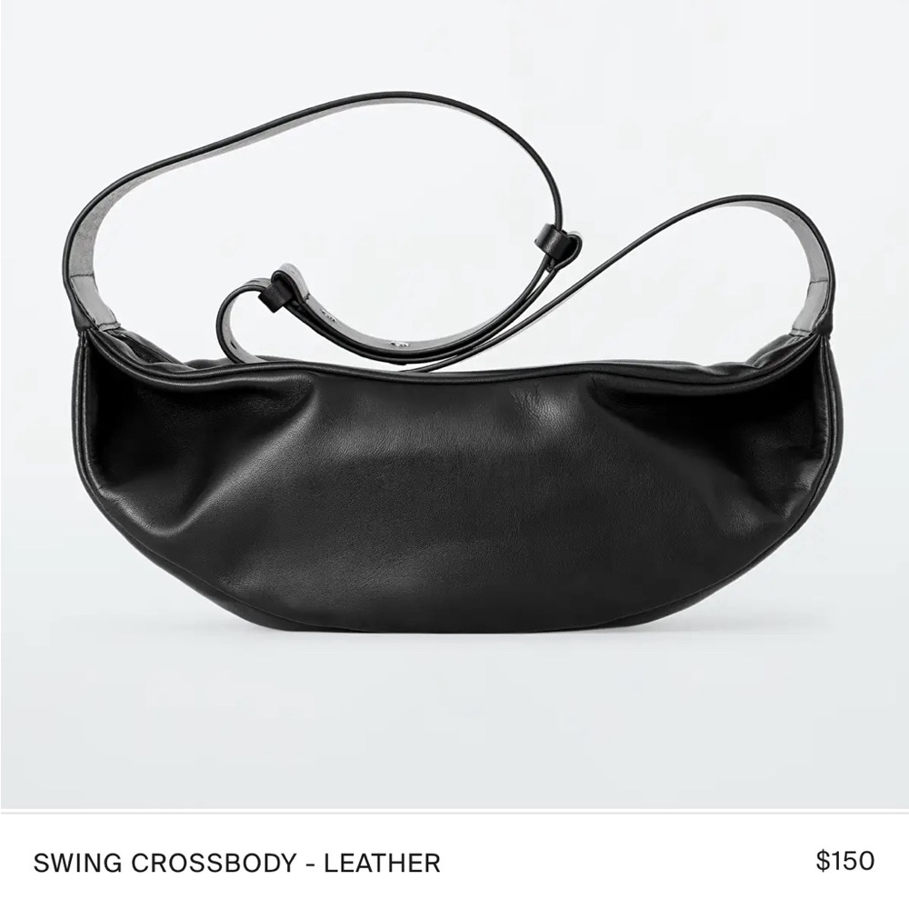 COS swing crossbody - leather, black